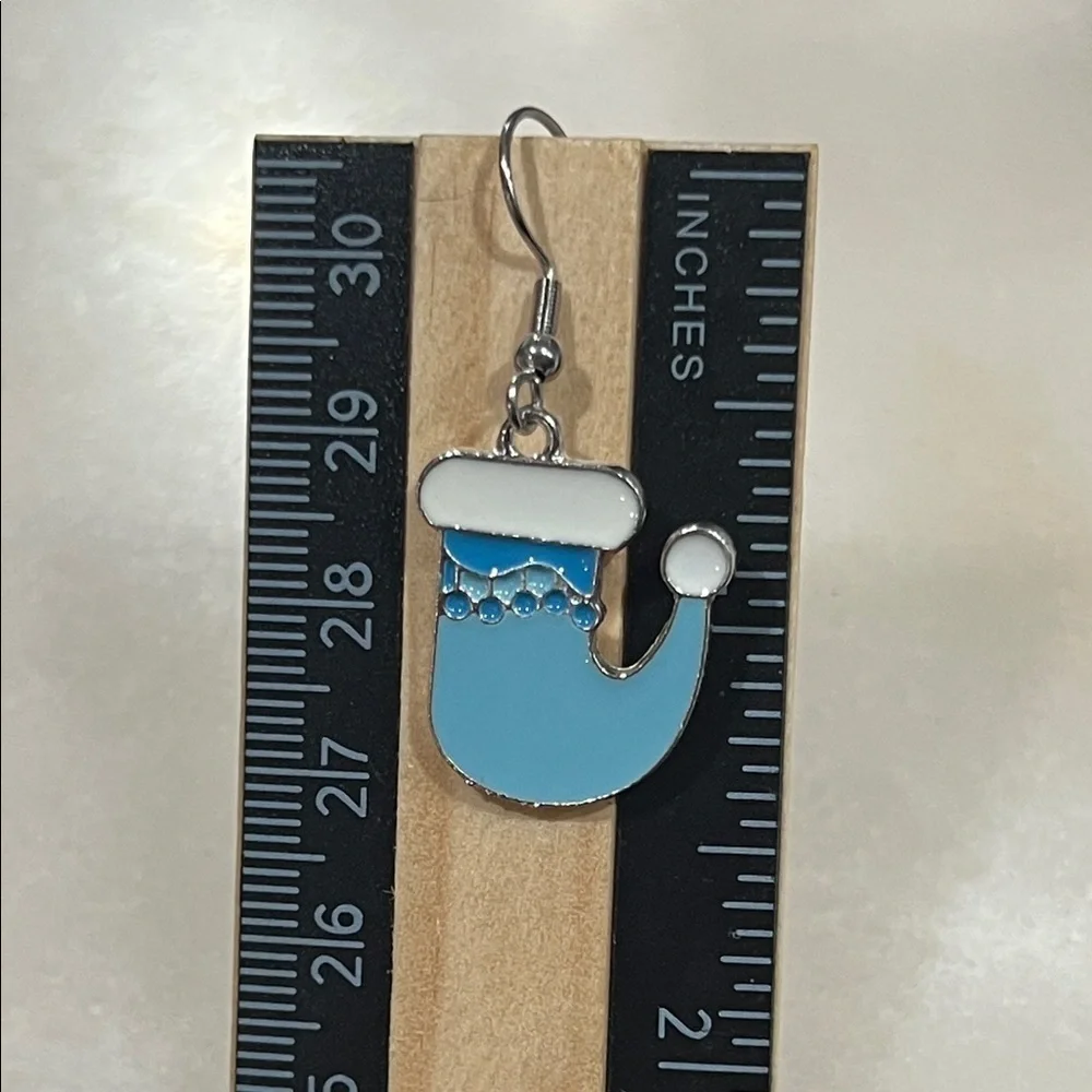Chic Blue Santa Hat Earrings